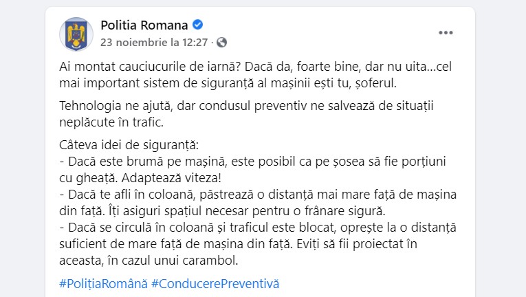 Sfaturi pentru șoferi în timpul sezonului rece