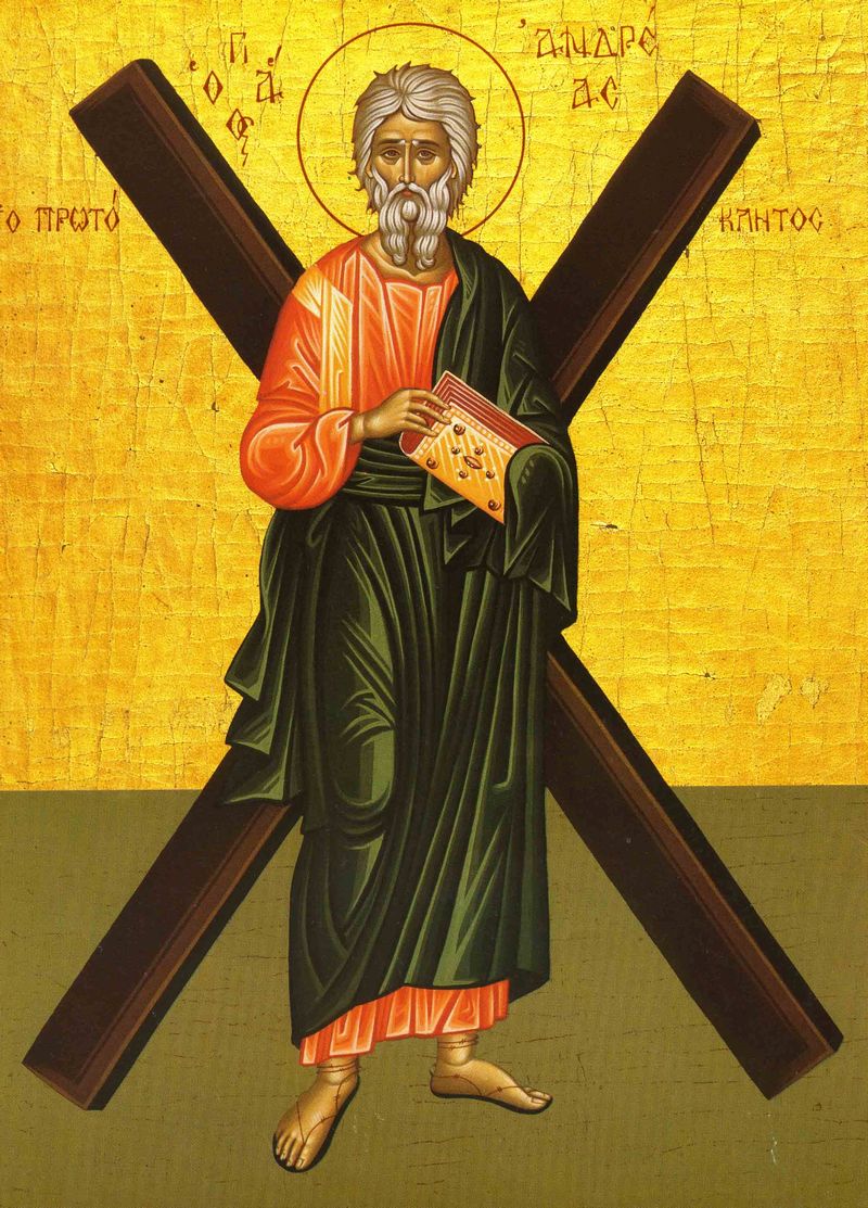 Sfântul Andrei, lângă crucea pe care a fost răstignit