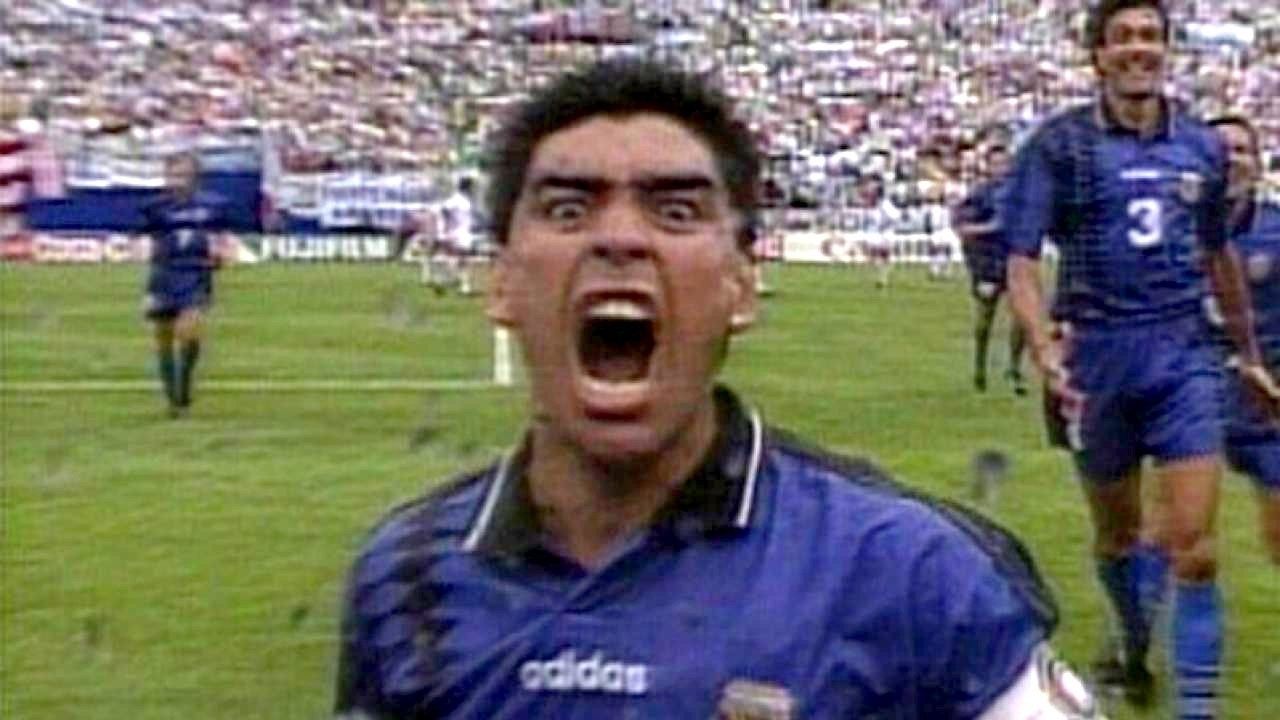 Momentul de bucurie al lui Diego Maradona după ce a înscris un gol