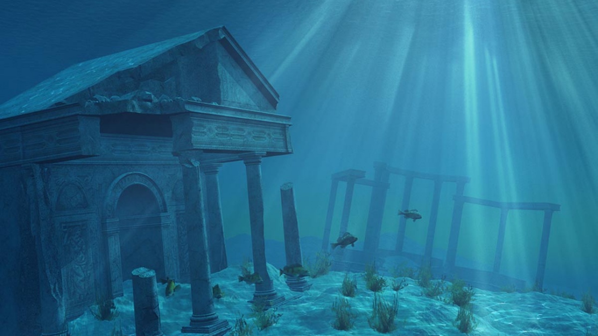 Vestigii scufundate care se presupun că ar fi aparținut insulei Atlantida