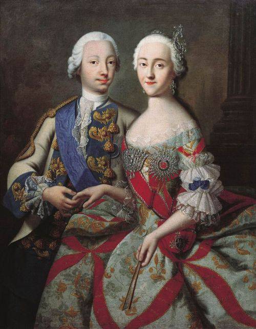 Ecaterina cea Mare a Rusiei alături de soțul său, țarul Petru al III-lea