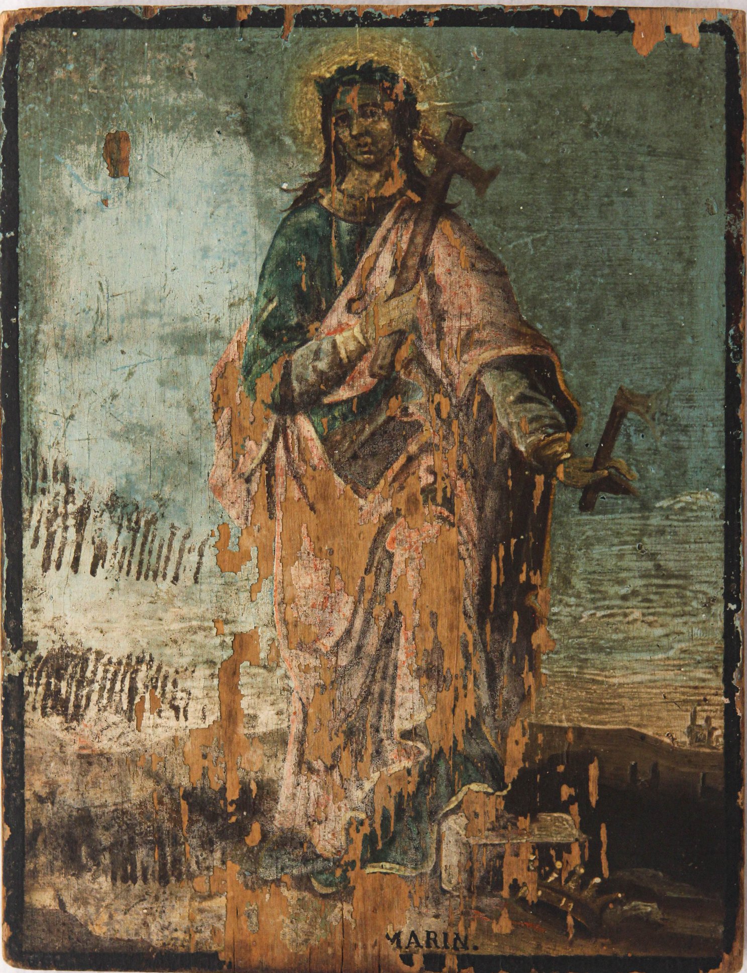 Icoană pe lemn cu tema “Sfânta Filofteia”, secolul al XX-lea, centru neidentificat – Colecţia Muzeului Naţional al Ţăranului Român