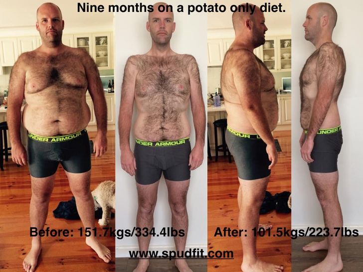 Andrew, înainte și după dieta cu cartofi / Sursă foto: Brightside