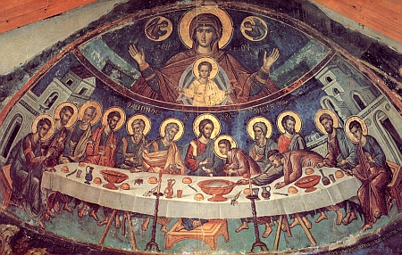 Toate versiunile precedente ii prezinta pe Iisus si pe discipolii sai cu aureole pe cap