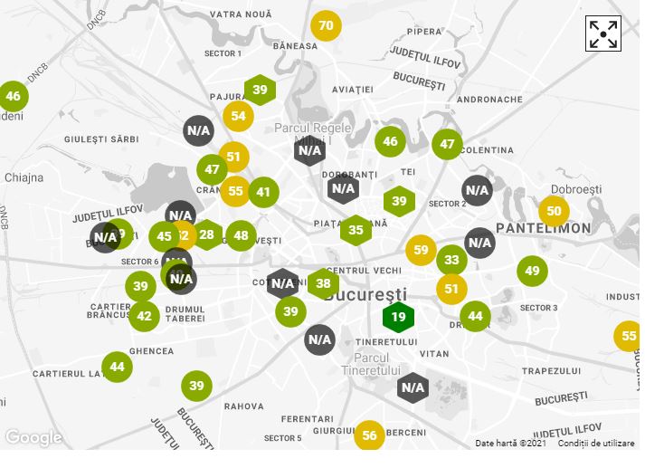 Indicele calității aerului în Capitală duminică, 25 aprilie 2021