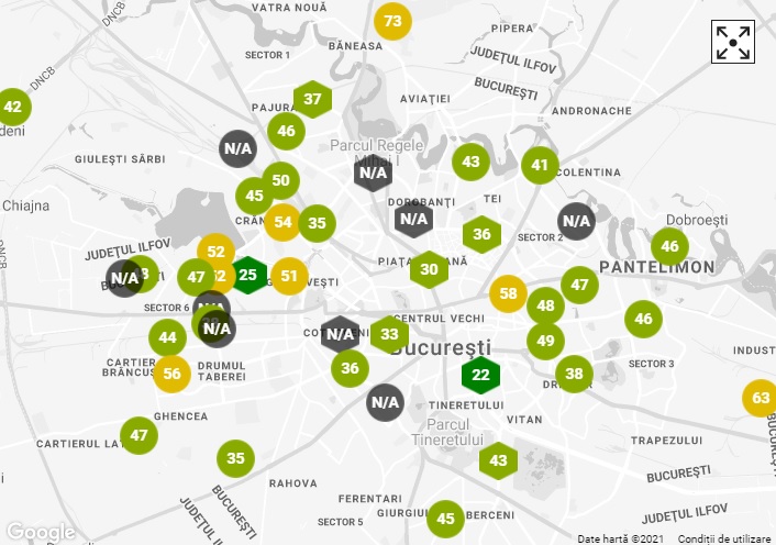 Cum arata calitatea aerului in principalele cartiere din Bucuresti