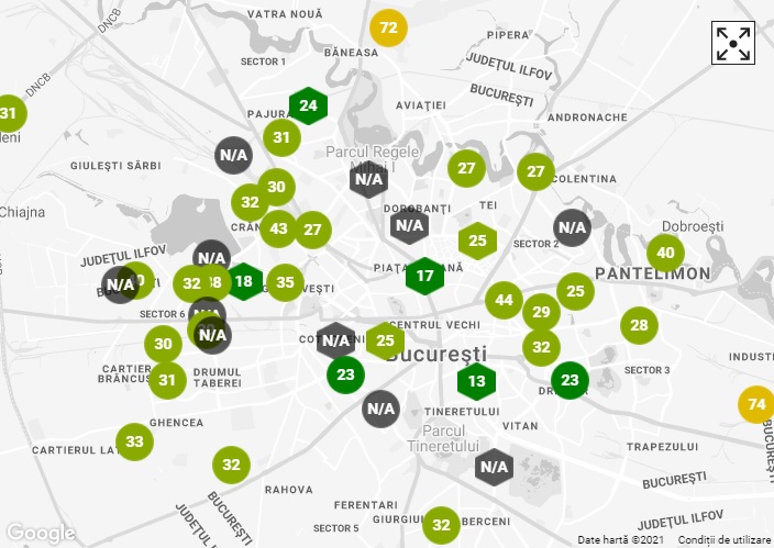 Cum arata calitatea aerului in principalele cartiere din Bucuresti