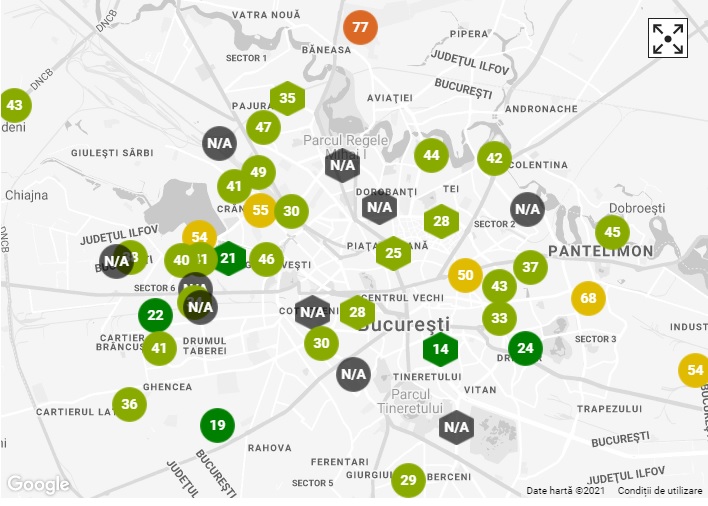 Cum arata calitatea aerului in principalele cartiere din Bucuresti