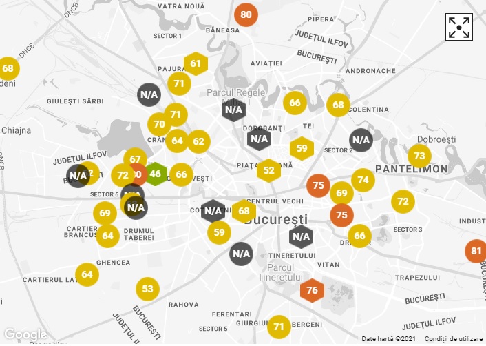 Cum arata calitatea aerului in principalele cartiere din Bucuresti