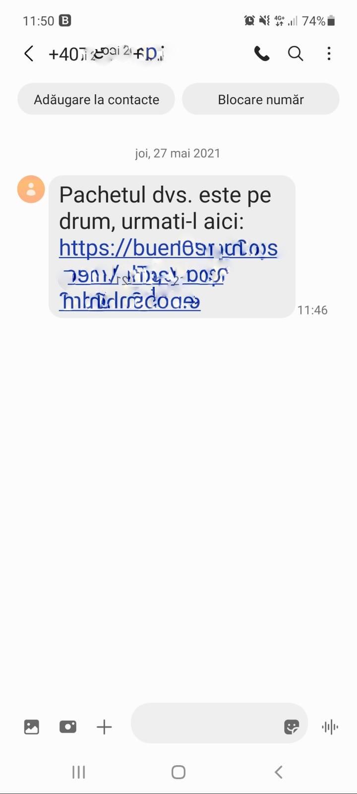 Cum arata SMS-ul respectiv