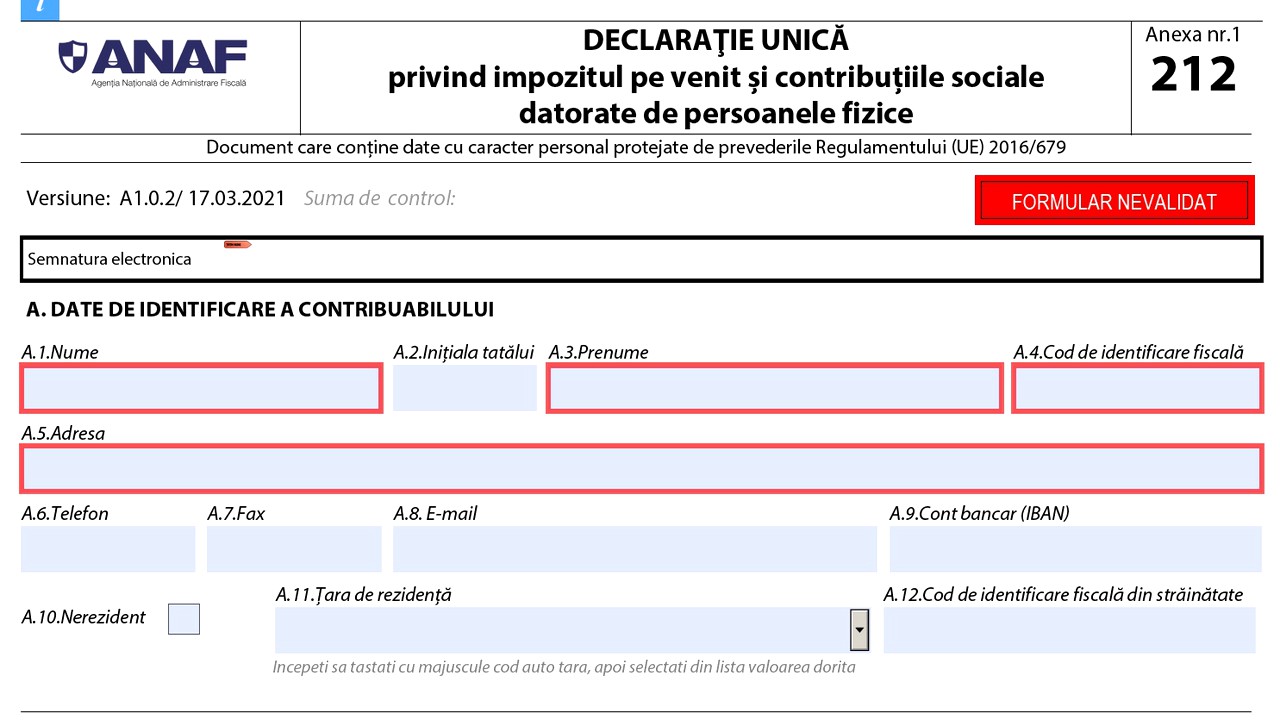 Declarația unică 2021 precompletată poate fi descărcată din portalul SPV