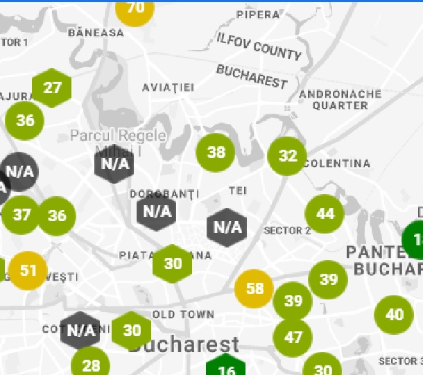 Harta poluare Bucuresti