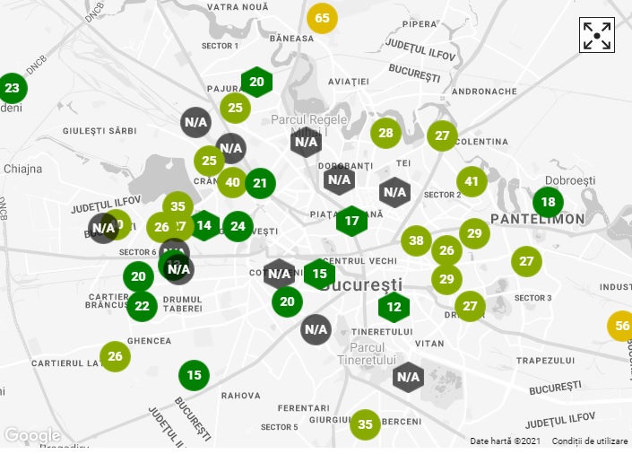 Cum arata calitatea aerului in principalele cartiere din Bucuresti