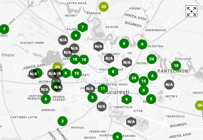 Cum arata calitatea aerului in principalele cartiere din Bucuresti