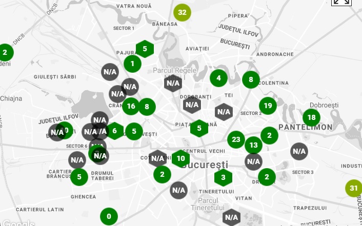 Cum arata calitatea aerului in principalele cartiere din Bucuresti