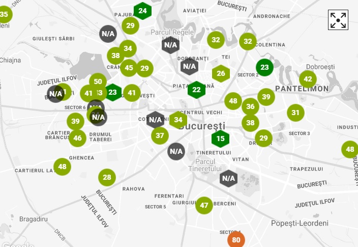 Cum arata calitatea aerului in principalele cartiere din Bucuresti