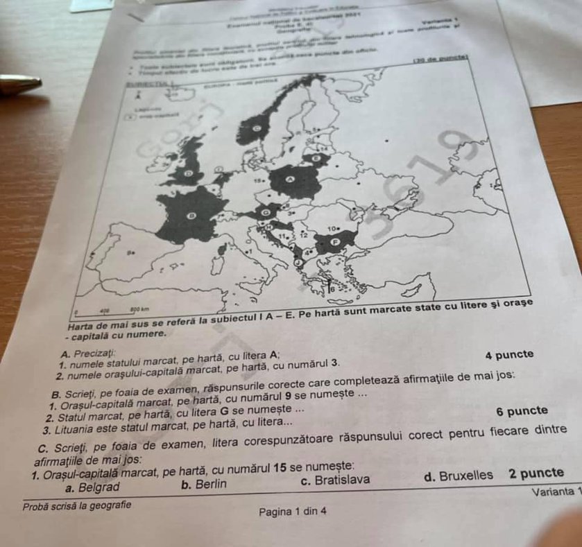 Subiecte Geografie BAC 2021