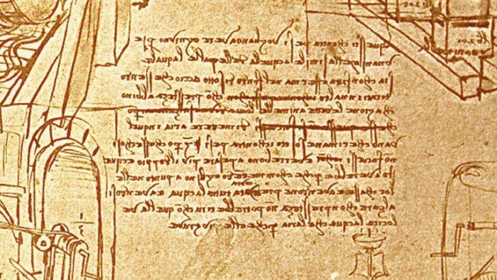 Leonardo da Vinci își redacta notițele folosindu-se de tehnica scrierii în oglindă