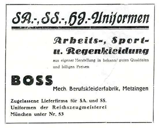 O reclamă pentru uniformele naziste de la Hugo Boss, 1933 