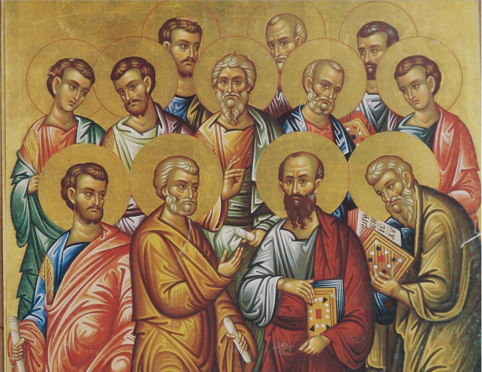 Где были апостолы. Икона Христос и 12 апостолов. Ученики Иисуса Христа 12 апостолов.