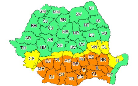 Cod Galben și Portocaliu 24 și 25, respectiv 24 iulie